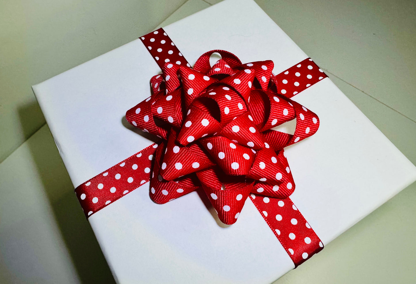 Gift Bow - Polka Dot Grosgrain Ribbon