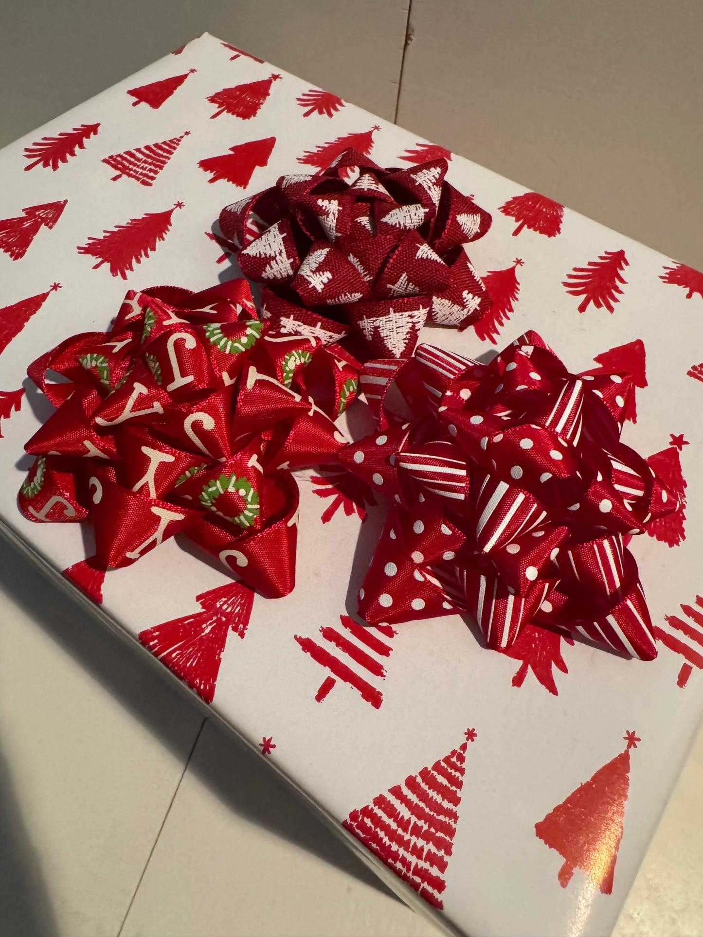 Holiday Gift Bow - Reversible Christmas Dots and Stripes