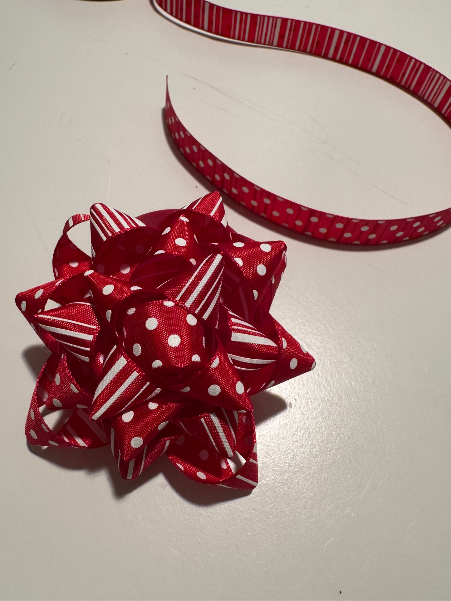 Holiday Gift Bow - Reversible Christmas Dots and Stripes