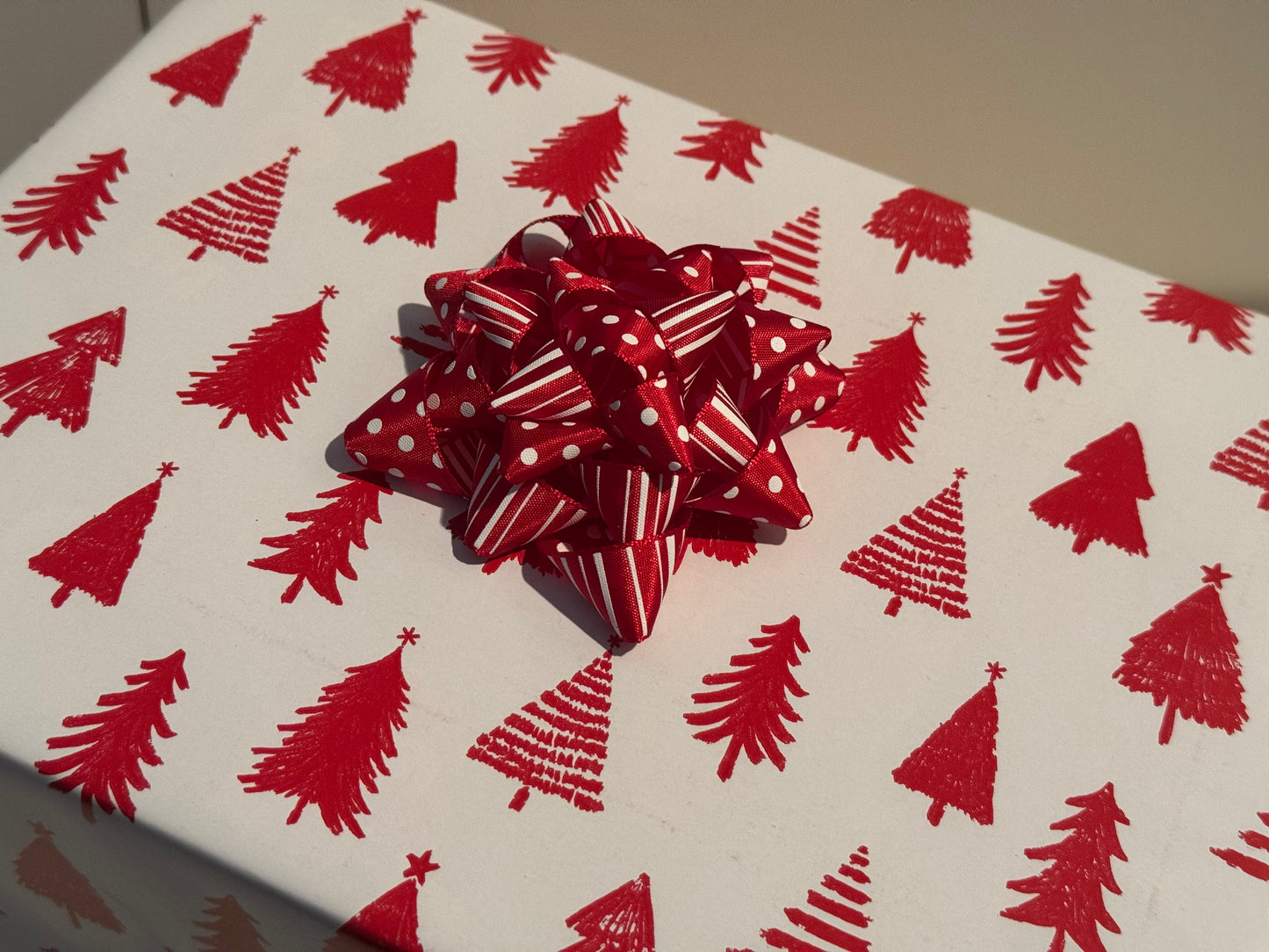 Holiday Gift Bow - Reversible Christmas Dots and Stripes